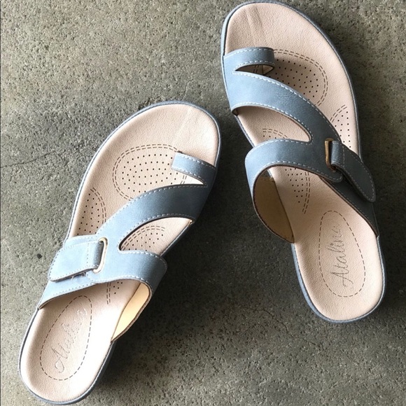 Italina COMFORT Powder Blue Toe Ring Slide SANDAL - Picture 6 of 8